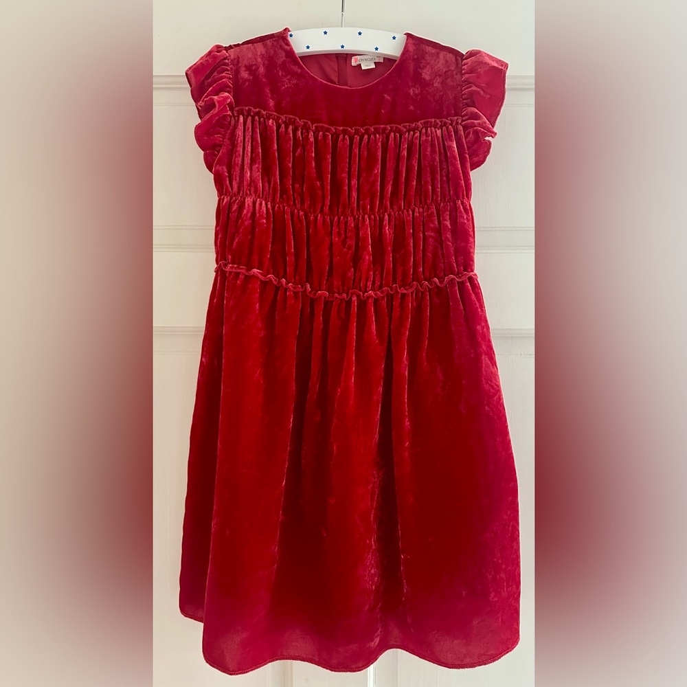 J Crew Crewcuts Smocked Velvet Holiday Dress Size 8